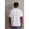 Biçomi Unisex Baskılı Oversize T-Shirt - Beyaz