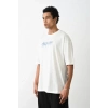 Biçomi Unisex Baskılı Oversize T-Shirt - Beyaz