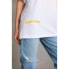 Biçomi Unisex Baskılı Oversize T-Shirt - Beyaz