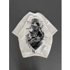 Biçomi Unisex Baskılı Oversize T-Shirt - Beyaz