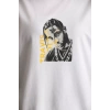 Biçomi Unisex Baskılı Oversize T-Shirt - Beyaz