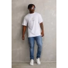 Biçomi Unisex Baskılı Oversize T-Shirt - Beyaz