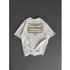 Biçomi Unisex Baskılı Oversize T-Shirt - Beyaz