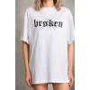 Biçomi Unisex Baskılı Oversize T-Shirt - Beyaz