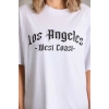 Biçomi Unisex Baskılı Oversize T-Shirt - Beyaz