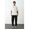 Biçomi Unisex Baskılı Oversize T-Shirt - Beyaz