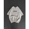 Biçomi Unisex Baskılı Oversize T-Shirt - Beyaz