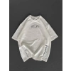 Biçomi Unisex Baskılı Oversize T-Shirt - Beyaz