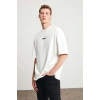Biçomi Unisex Baskılı Oversize T-Shirt - Beyaz
