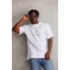 Biçomi Unisex Baskılı Oversize T-Shirt - Beyaz