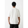 Biçomi Unisex Baskılı Oversize T-Shirt - Beyaz