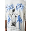 Biçomi Unisex Baskılı Oversize T-Shirt - Beyaz