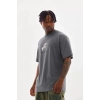 Biçomi Unisex Baskılı Oversize T-Shirt - Füme