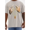 Biçomi Unisex Baskılı Oversize T-Shirt - Gri