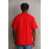 Biçomi Unisex Baskılı Oversize T-Shirt - Kırmızı