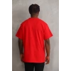 Biçomi Unisex Baskılı Oversize T-Shirt - Kırmızı