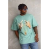 Biçomi Unisex Baskılı Oversize T-Shirt - Mint Yeşili