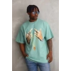 Biçomi Unisex Baskılı Oversize T-Shirt - Mint Yeşili