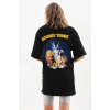 Biçomi Unisex Baskılı Oversize T-Shirt - Siyah