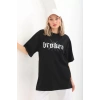 Biçomi Unisex Baskılı Oversize T-Shirt - Siyah