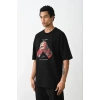 Biçomi Unisex Baskılı Oversize T-Shirt - Siyah