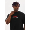 Biçomi Unisex Baskılı Oversize T-Shirt - Siyah