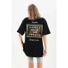 Biçomi Unisex Baskılı Oversize T-Shirt - Siyah