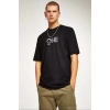 Biçomi Unisex Baskılı Oversize T-Shirt - Siyah