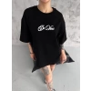 Biçomi Unisex Baskılı Oversize T-Shirt - Siyah
