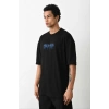 Biçomi Unisex Baskılı Oversize T-Shirt - Siyah