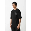 Biçomi Unisex Baskılı Oversize T-Shirt - Siyah