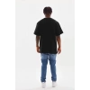 Biçomi Unisex Baskılı Oversize T-Shirt - Siyah