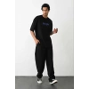Biçomi Unisex Baskılı Oversize T-Shirt - Siyah