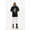 Biçomi Unisex Baskılı Oversize T-Shirt - Siyah