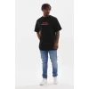 Biçomi Unisex Baskılı Oversize T-Shirt - Siyah