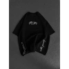 Biçomi Unisex Baskılı Oversize T-Shirt - Siyah