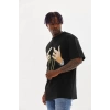 Biçomi Unisex Baskılı Oversize T-Shirt - Siyah