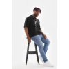 Biçomi Unisex Baskılı Oversize T-Shirt - Siyah