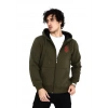 Biçomi Unisex Baskılı Tam Fermuarlı Kapşonlu SweatShirt - Haki