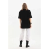 Biçomi Unisex Bisiklet Yaka 20/1 Düz Oversize T-Shirt - Siyah
