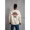 Biçomi Unisex Bisiklet Yaka Baskılı Oversize Sweatshirt - Beyaz