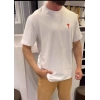 Biçomi Unisex Bisiklet Yaka Baskılı Oversize T-Shirt - Beyaz
