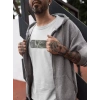 Biçomi Unisex Bisiklet Yaka Baskılı Oversize T-Shirt - Beyaz