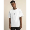 Biçomi Unisex Bisiklet Yaka Baskılı Oversize T-Shirt - Beyaz