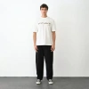 Biçomi Unisex Bisiklet Yaka Baskılı Oversize T-Shirt - Beyaz