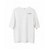 Biçomi Unisex Bisiklet Yaka Baskılı Oversize T-Shirt - Beyaz