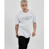 Biçomi Unisex Bisiklet Yaka Baskılı Oversize T-Shirt - Beyaz
