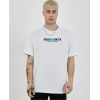 Biçomi Unisex Bisiklet Yaka Baskılı Oversize T-Shirt - Beyaz