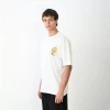 Biçomi Unisex Bisiklet Yaka Baskılı Oversize T-Shirt - Beyaz