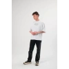 Biçomi Unisex Bisiklet Yaka Baskılı Oversize T-Shirt - Beyaz